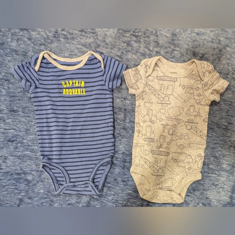 Carter's 6M Bodysuits Set - Cream, Gray, Blue